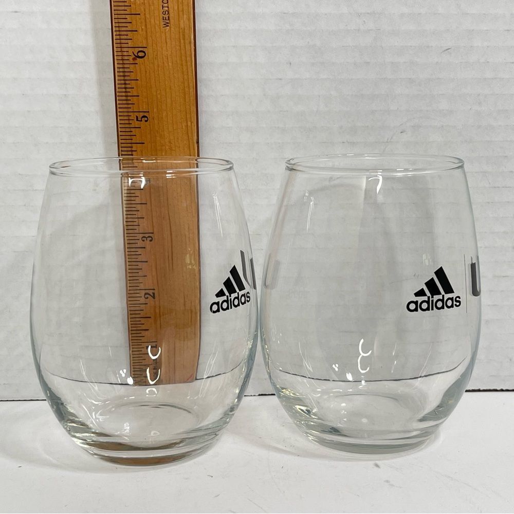 Adidas University of Miami Hurricanes Stemless Wine Glasses UM Clear Set of 2 - Picture 4 of 6